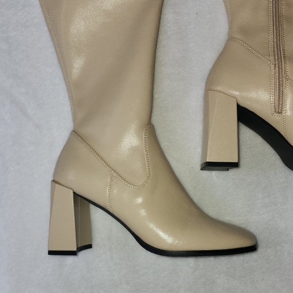 Elegant Cream Over the Knee Boots - Picture 12 of 12